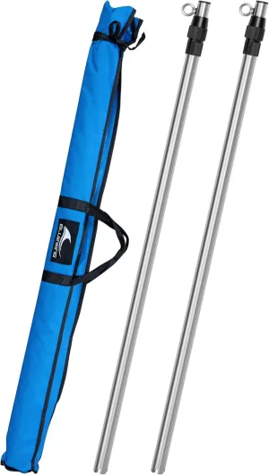 BLUEWING 2-Pack Sunshade Support Pole for Fishing Boats 304 Stainless Steel Heavy Duty Boat Shade Canopy Pole, Adjustable Length up to 6.21ft