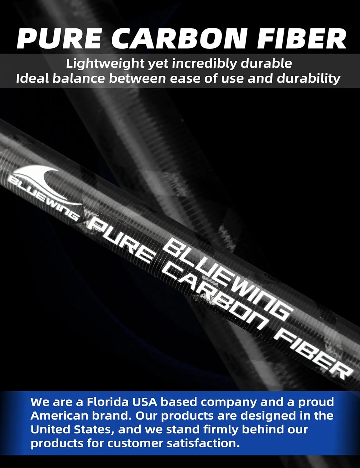 BLUEWING Fishing Gaff Fiberglass/Carbon Fiber 3/4/5/6/8/10/12/14/16 ft Gaff Hook Saltwater Heavy Duty Gaffs with 2in/3in/4in Stainless Steel Hook Big Game Gaff for Tuna, Shark, Marlin Fishing
