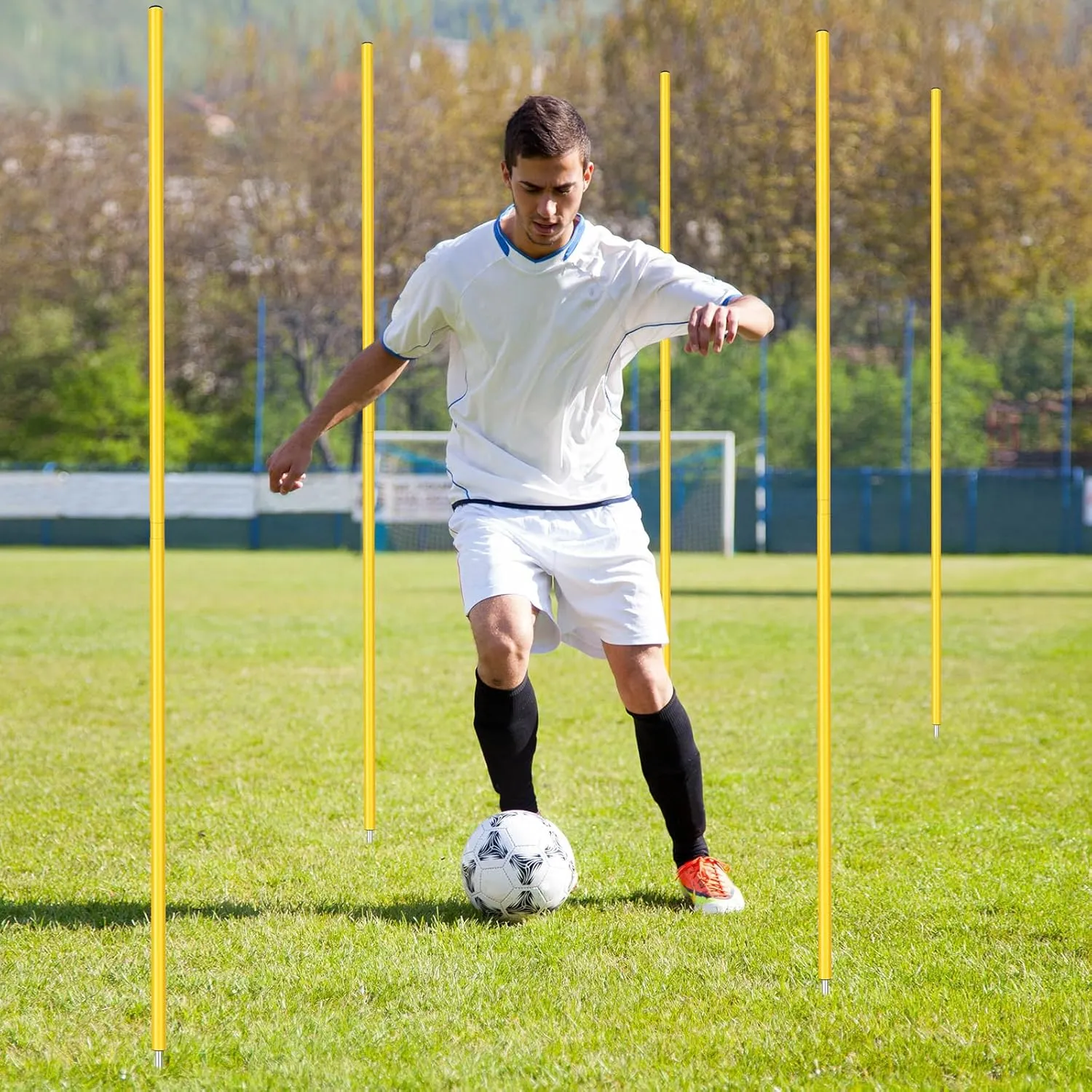 Blulu Training Agility Poles 5ft Forza Slalom Adjustable Soccer Training Poles Soccer Sticks Agility Equipment for Football Sport Football Soccer Speed