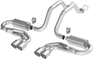 BORLA 140038 Cat-Back Perf. Exhaust System for 1997-2004 Chevrolet Corvette (C5) V8 & Z06 (C5) V8 T-304 Stainless Steel S-Type Classic Dual Center Rear Exit Dual 4" Rnd. Polished T-304 Tips Each Side