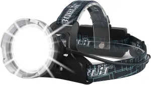 BORUIT B10 Super Bright LED Headlamp Rechargeable, 4 Modes Battery Powered Head Lamp, 90° Adjustable Head Light Waterproof for Adult Camping Hunting Fishing Hiking and Hard Hat