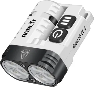 BORUIT U6 Small Flashlights Powerful, Super Bright Mini EDC Flashlight USB C Rechargeable Led Pocket Clip Flash Light with Keychain, Magnetic, Lanyard, IP68 Waterproof