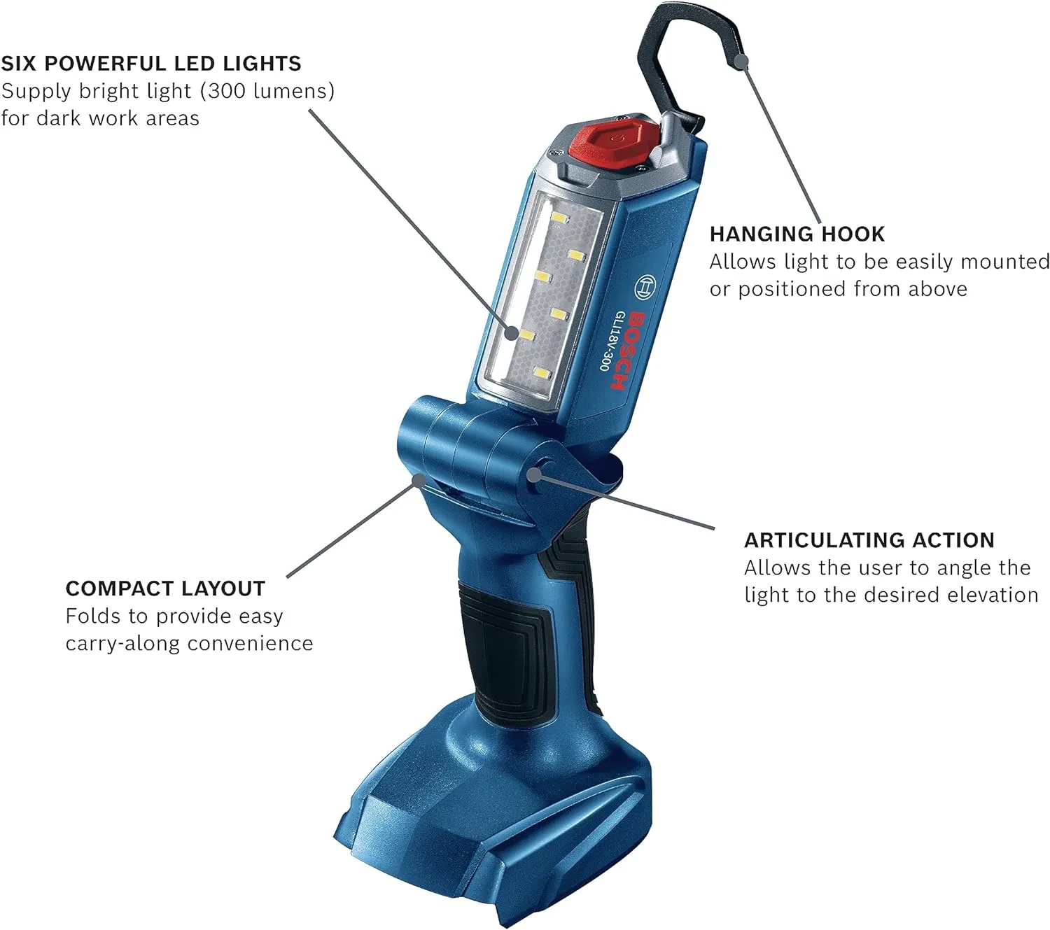 BOSCH GLI18V-300N 18V Articulating LED Worklight (Bare Tool)