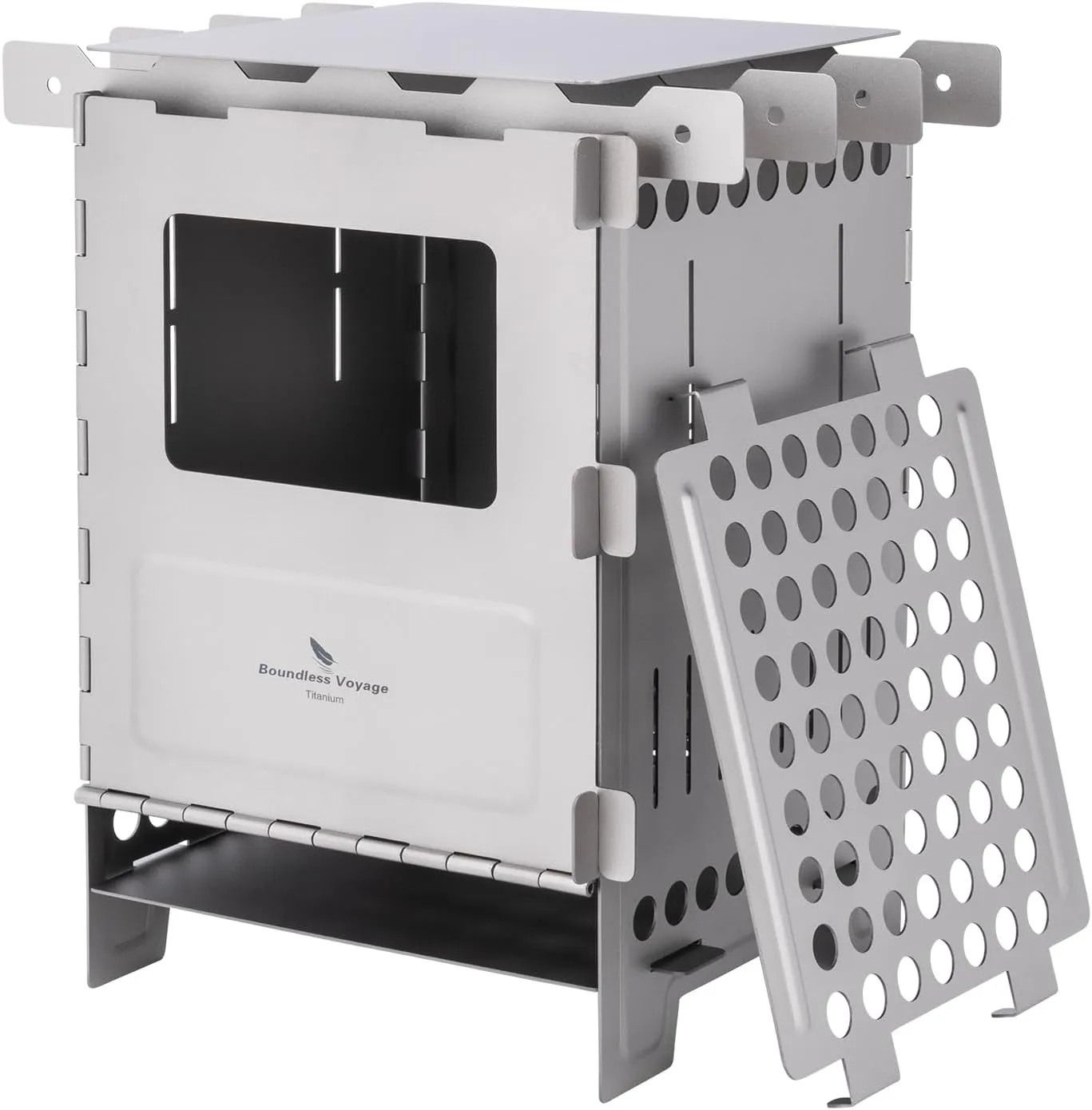 Boundless Voyage Titanium Wood Stove Foldable One Piece Wood Stove Burner for Outdoor Cooking Camping Backpacking Hiking Traveling