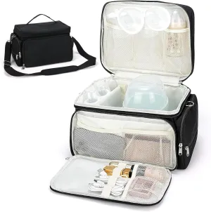 Breast Pump Bag for Spectra S1 and S2, Pumping Bag with Waterproof Mat Breast Pump Storage Bag Case for Working Moms Travel Family Use Black
