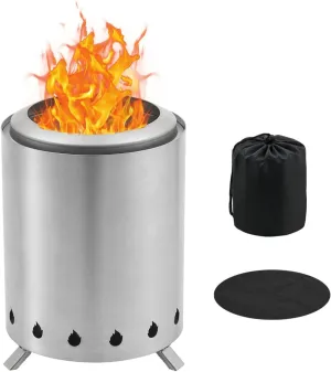 BRIAN & DANY Solo Fire Pit with Stand, Smokeless Firepit for Outside, Stainless Steel Personal Stove Bonfire Fueled by Pellets or Wood, Birthday Gifts, Housewarming Gift - 5.9in x 8.2in, Silver
