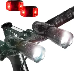 Bright Eyes 2-Pack - Aircraft Aluminium Waterproof 300 Lumen LED Bike Light Set (Headlight, Taillight) - Batteries Included