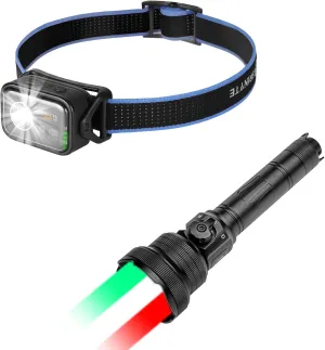 Brinyte HC01 Rechargeable Headlamp Bundle T28 Red Green White Zoomable Hunting Light