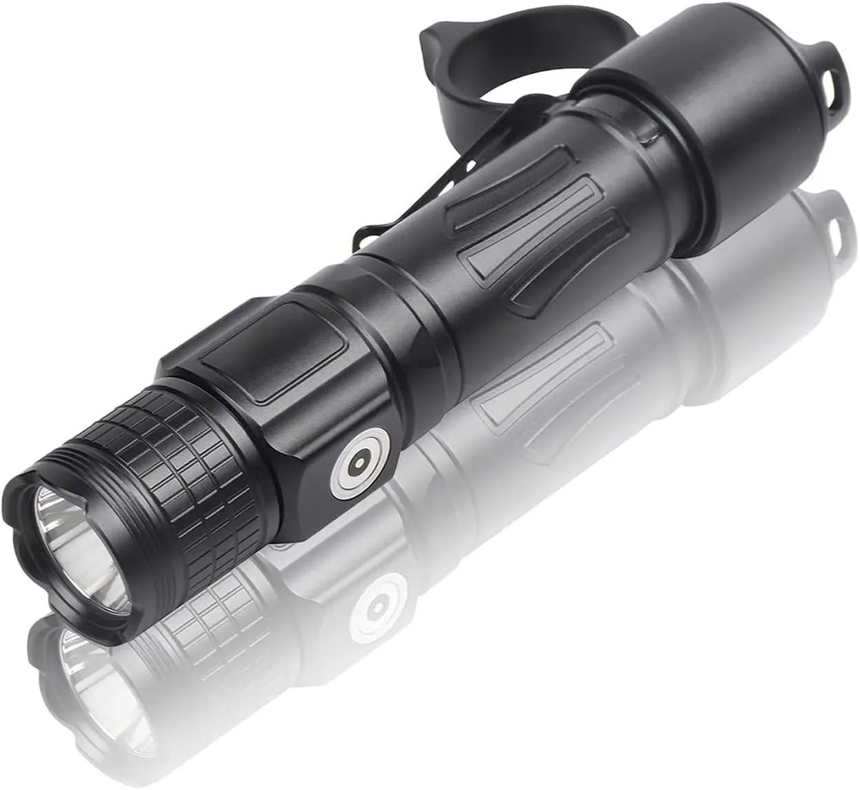 Brinyte PT28 Professional LED Tactical Flashlight 1600 Lumens, Rechargeable IP68 Waterproof Small Pocket Light, 245 Meters Long Throw, Black