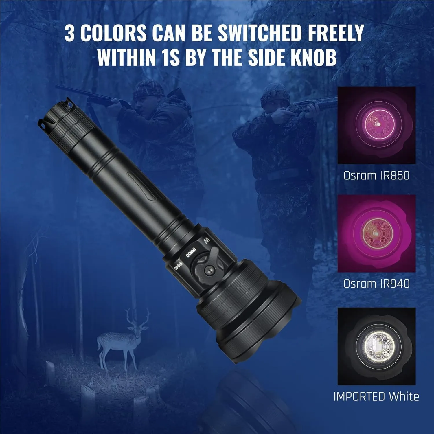 Brinyte T28 IR Illuminator for Night Vision, White 850nm 940nm Infrared Hunting Light, Adjustable Focus with Stepless Dimming Switch, Ideal for Coyote Hog Predator Hunting
