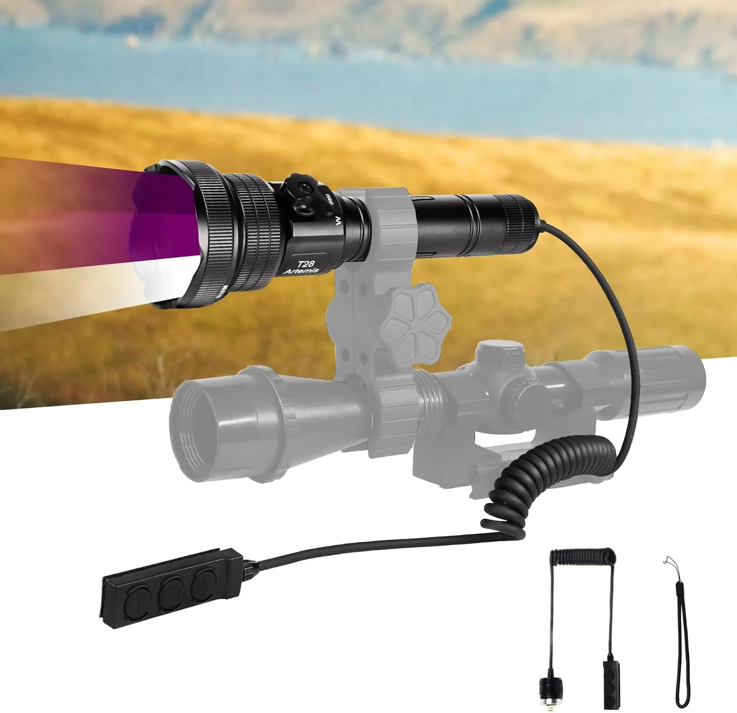 Brinyte T28 IR Illuminator for Night Vision, White 850nm 940nm Infrared Hunting Light, Adjustable Focus with Stepless Dimming Switch, Ideal for Coyote Hog Predator Hunting