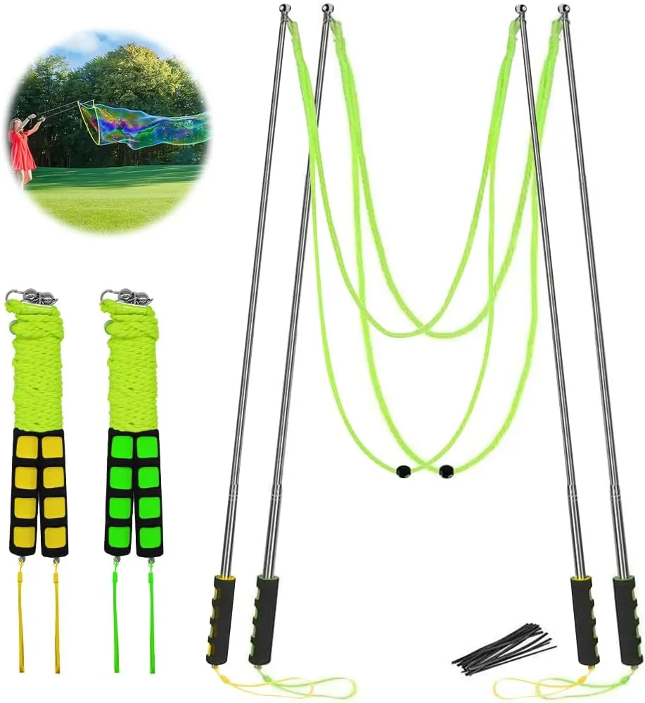Bubble Wands, Ubitree 2Pcs Stainless Steel Giant Bubble Blower Wands, Telescopic Design Outdoor Bubble Sticks Bubble Maker Toys for Boys Girls Adults Birthday Party Favors Lawn Park Beach Summer Fun