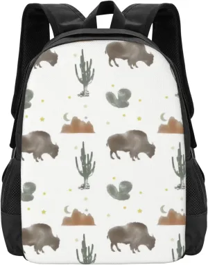 Buffalo Bison Wild West Western Ca-Ctus Star Desert (2) Lightweight Packable Backpack Travel Casual Large Capacity Daypack Foldable Backpack For Men Women