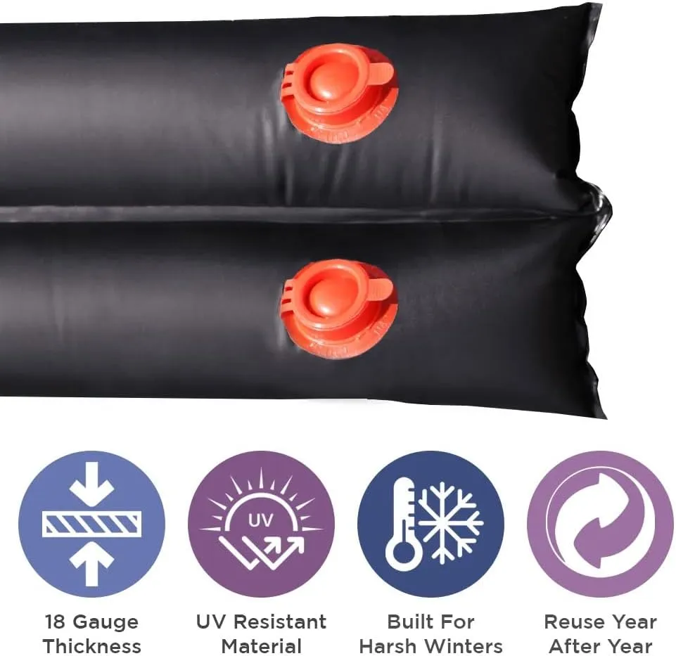 Buffalo Blizzard Black 8-Foot Long Double Chamber Water Bags | 10 Pack | 22-Gauge Heavy-Duty Vinyl Material | Secures Winter Cover to Rectangular Swimming Pools