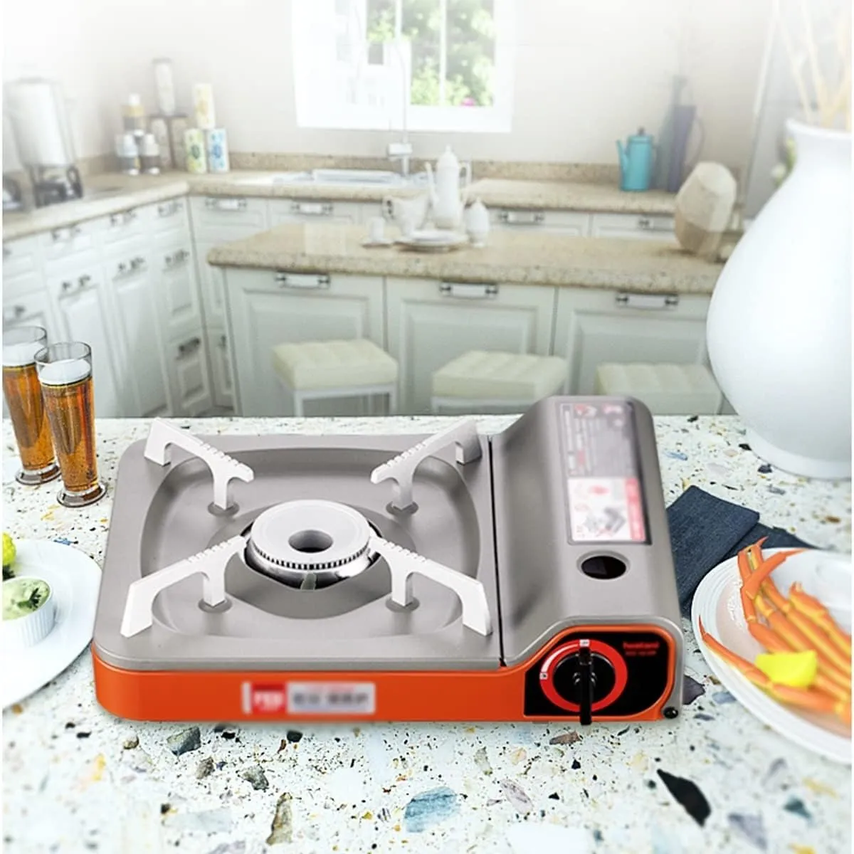 Burner Butane Camping Stove, Portable Outdoor Emergency Butane Stove Burner, Camping and Backpacking Essentials, Piezo Electric Ignition (Size : A)