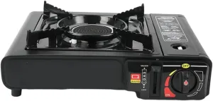 Butane Stove Burner Portable Camping Stove Windproof Dual Fuel Propane Butane Stove Burner with Carrying Case Black