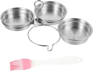 Cabilock Non-Stick Egg Poacher - Stainless Steel Insert with Pastry Brush for Perfect Poached Eggs
