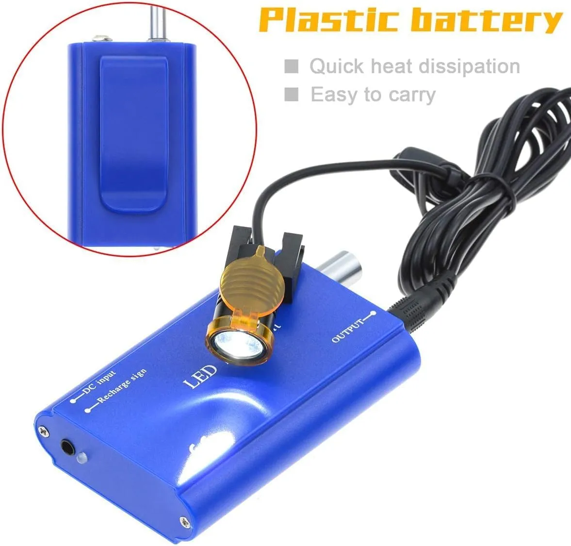 CAEAS-004 Portable 3W LED PlasticUniversal Blet Clip Headlight,Headlamp for Binocular Loupe with Premium Cloth Bag (Blue)