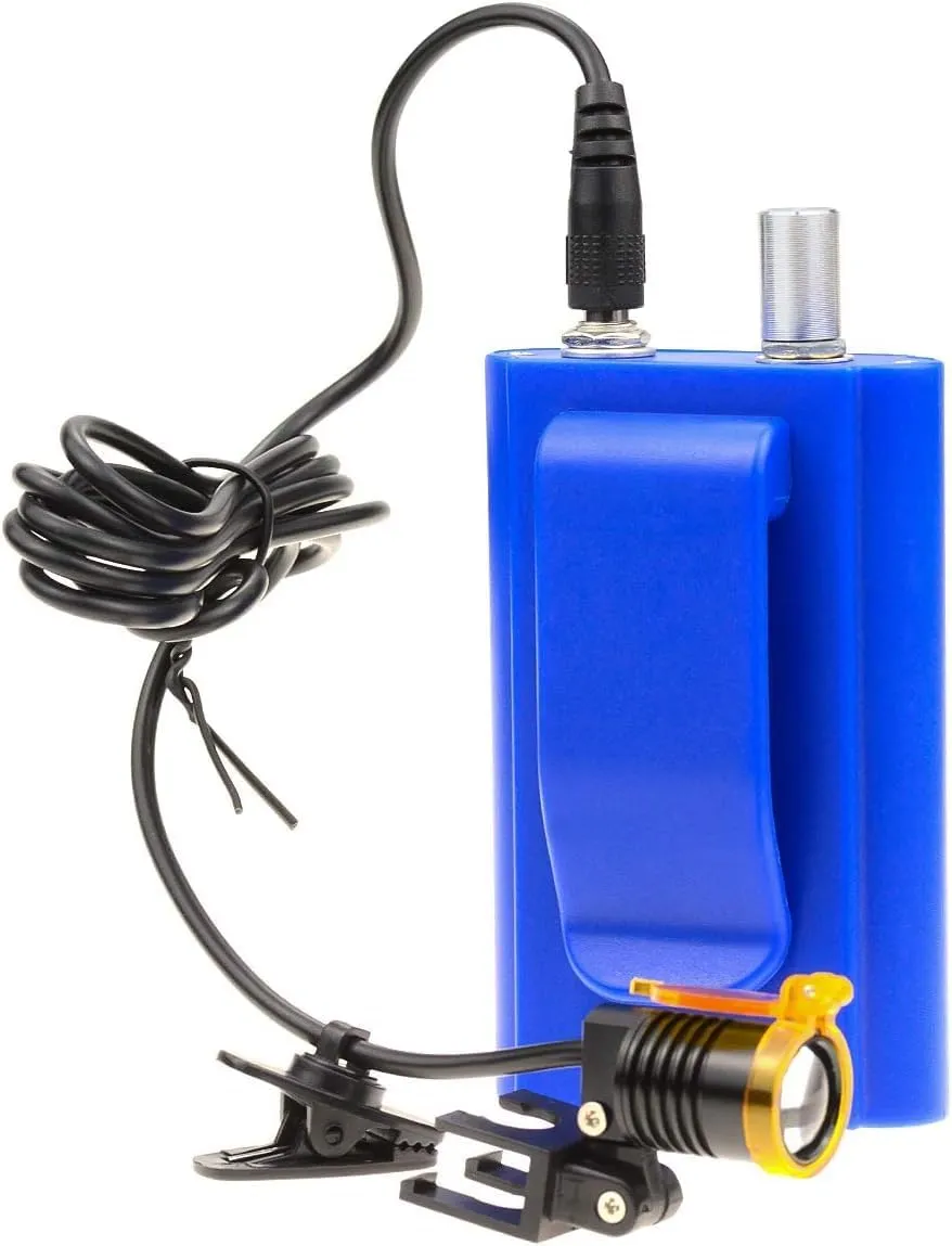 CAEAS-004 Portable 3W LED PlasticUniversal Blet Clip Headlight,Headlamp for Binocular Loupe with Premium Cloth Bag (Blue)