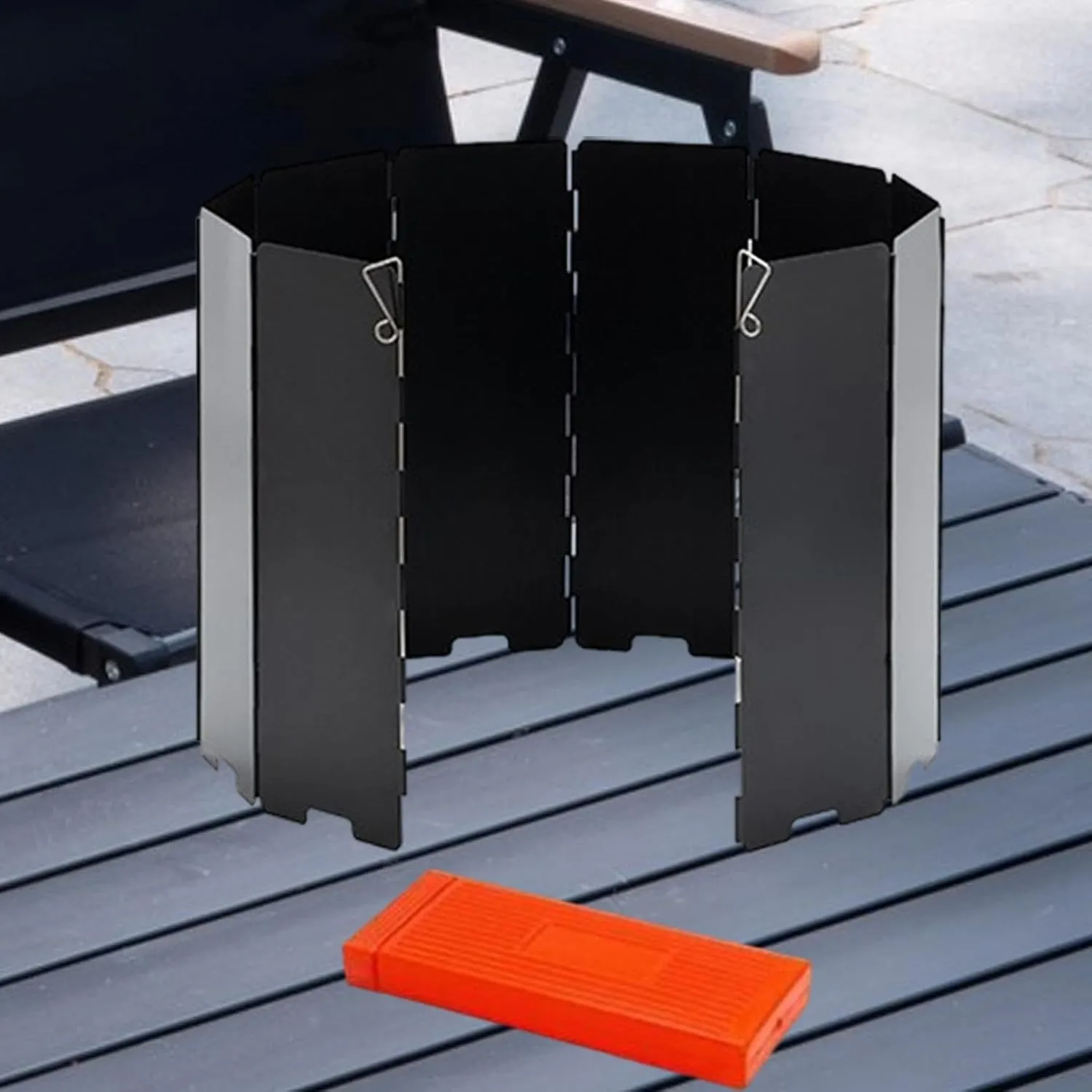 Camp Stove Windscreen Wind Protection Folding Portable with Storage Bag Wind Shade Windshield for BBQ Cooker Outdoor Hiking