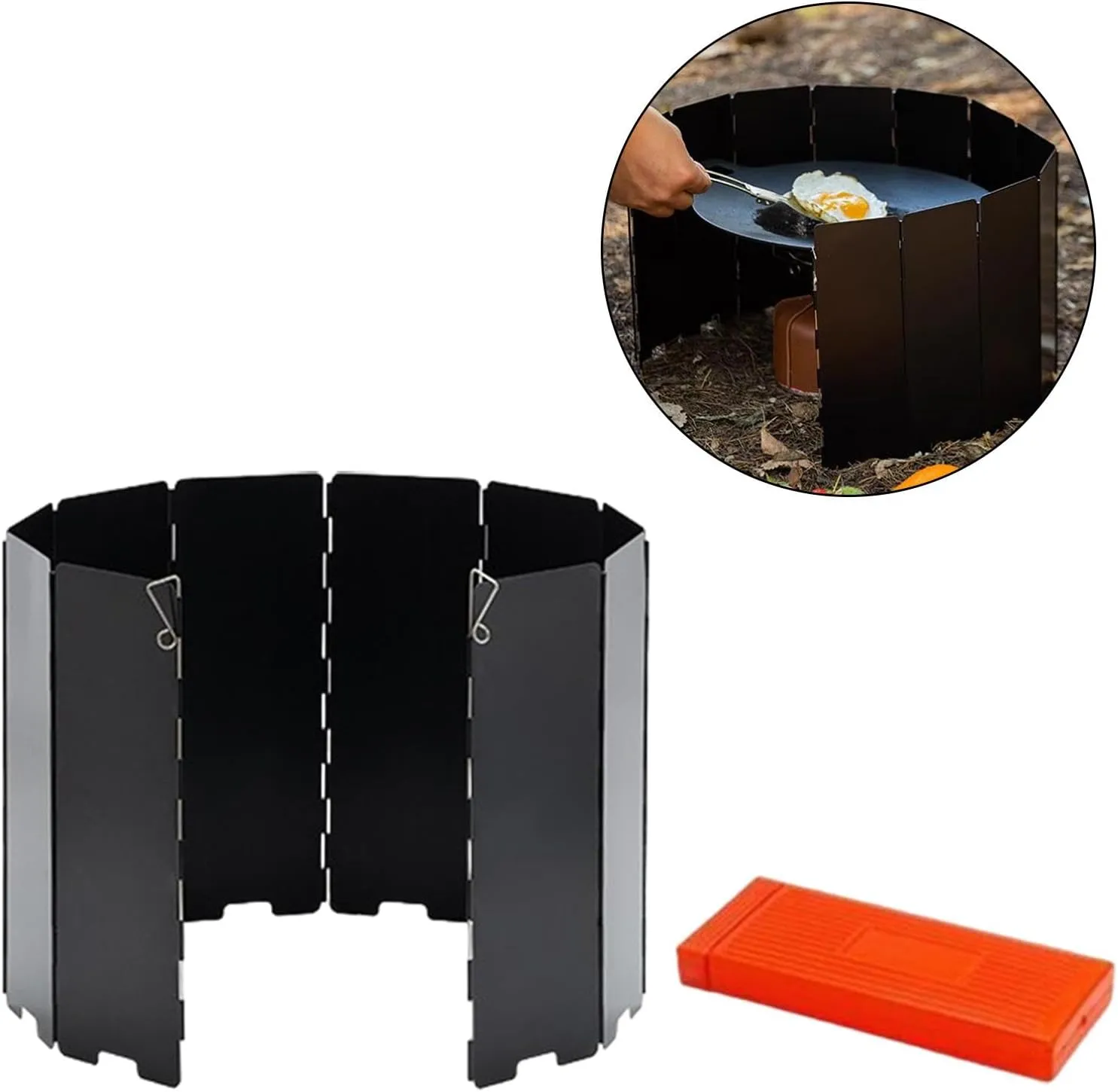 Camp Stove Windscreen Wind Protection Folding Portable with Storage Bag Wind Shade Windshield for BBQ Cooker Outdoor Hiking