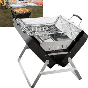 Camping Burner, Camp Stoves Portable Solid Fuel Camping Stove for Backpacking Picnic BBQ, Stainless Steel Foldable Charcoal Grill Outdoor, Easy to CarryL