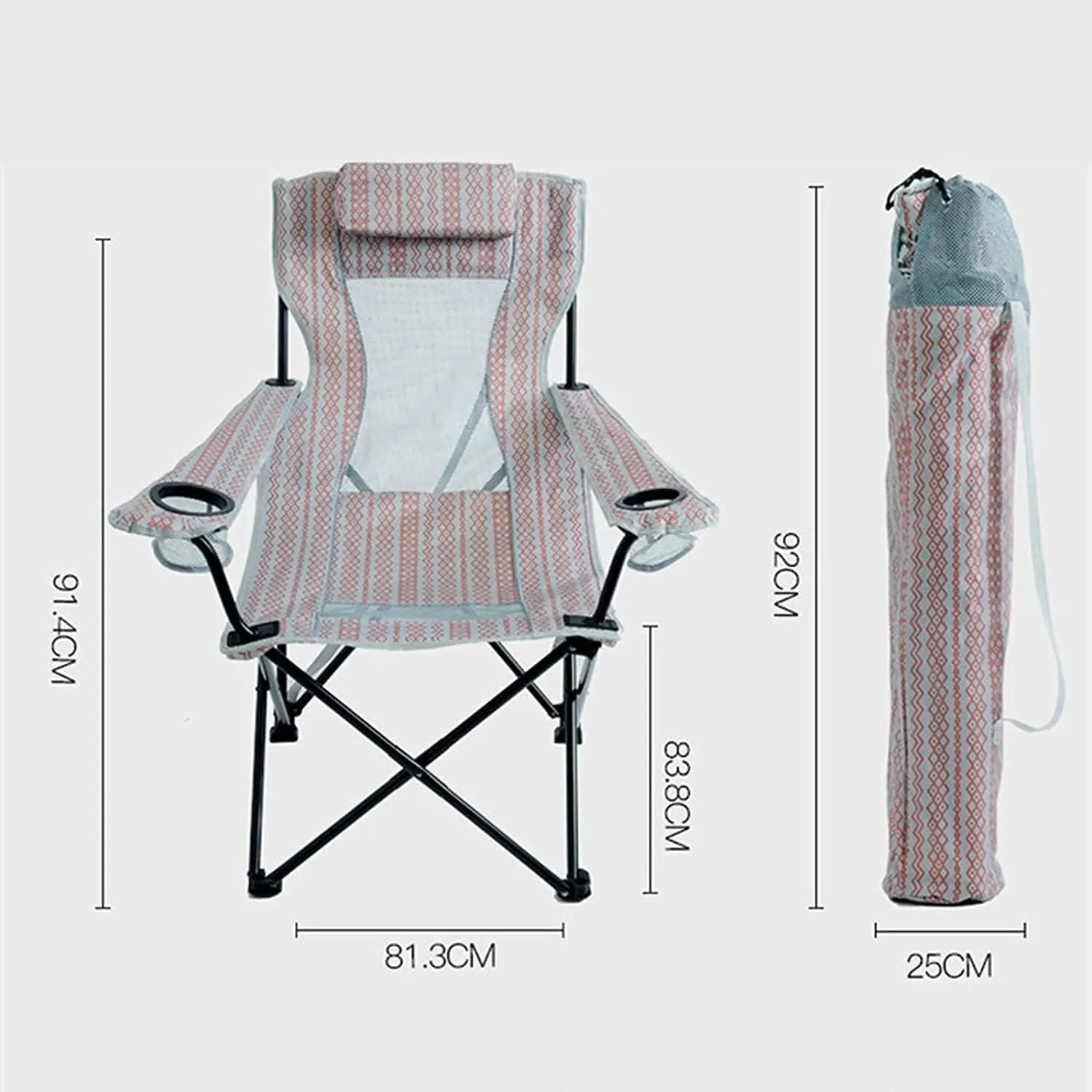 Camping Chair Folding Beachchair with Carrying Bag Portable Heavy Duty Fishing Seat Lazy Lounge Chair Backrest Mesh Lunch Break Stool Folding Chair (A One Size)
