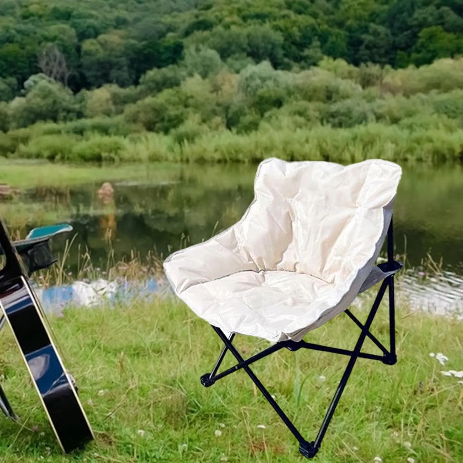 Camping Chair Moon Chair Heavy Duty Sofa Chair Portable Fishing Lounge Chair Foldable Seat for Adults Hiking Outdoor Sports