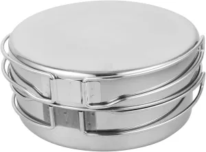 Camping Cooking Supplies Stainless Steel Pot Set 4-Piece Outdoor Cookware Easy to Clean for Camping Hiking