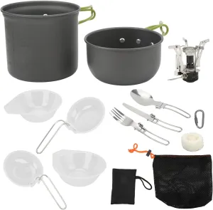 Camping Cookware Kit Portable Camp Kitchen Cooking Utensil Set Outdoor Cooking Grilling Utensil Organizer Travel Set