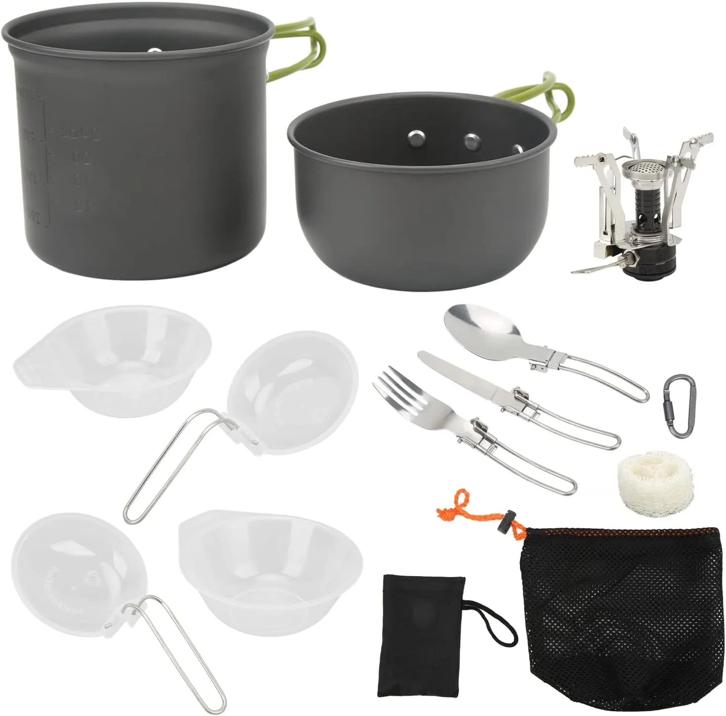 Camping Cookware Kit Portable Camp Kitchen Cooking Utensil Set Outdoor Cooking Grilling Utensil Organizer Travel Set