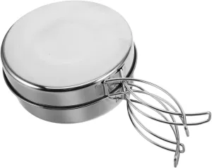 Camping Cookware Pot Stainless Steel Cookware with Folding Handle for Outdoor Cooking Hiking and Picnics Lightweight and Portable Camp Pot with Lid