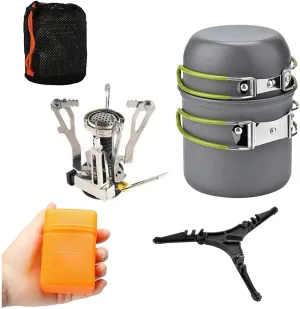 Camping Cookware Set with 3000W Camping Stove Cooking Pots Pans Tank Bracket for Outdoor Picnic Camping Hiking Backpacking