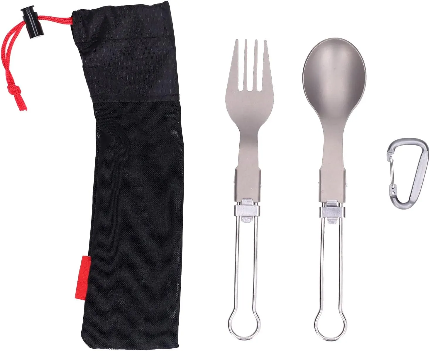 Camping Cutlery Set with Foldable Spoon and, Portable Travel Tableware for Outdoor Picnic, Made of Durably Alloy and Stainless Steel