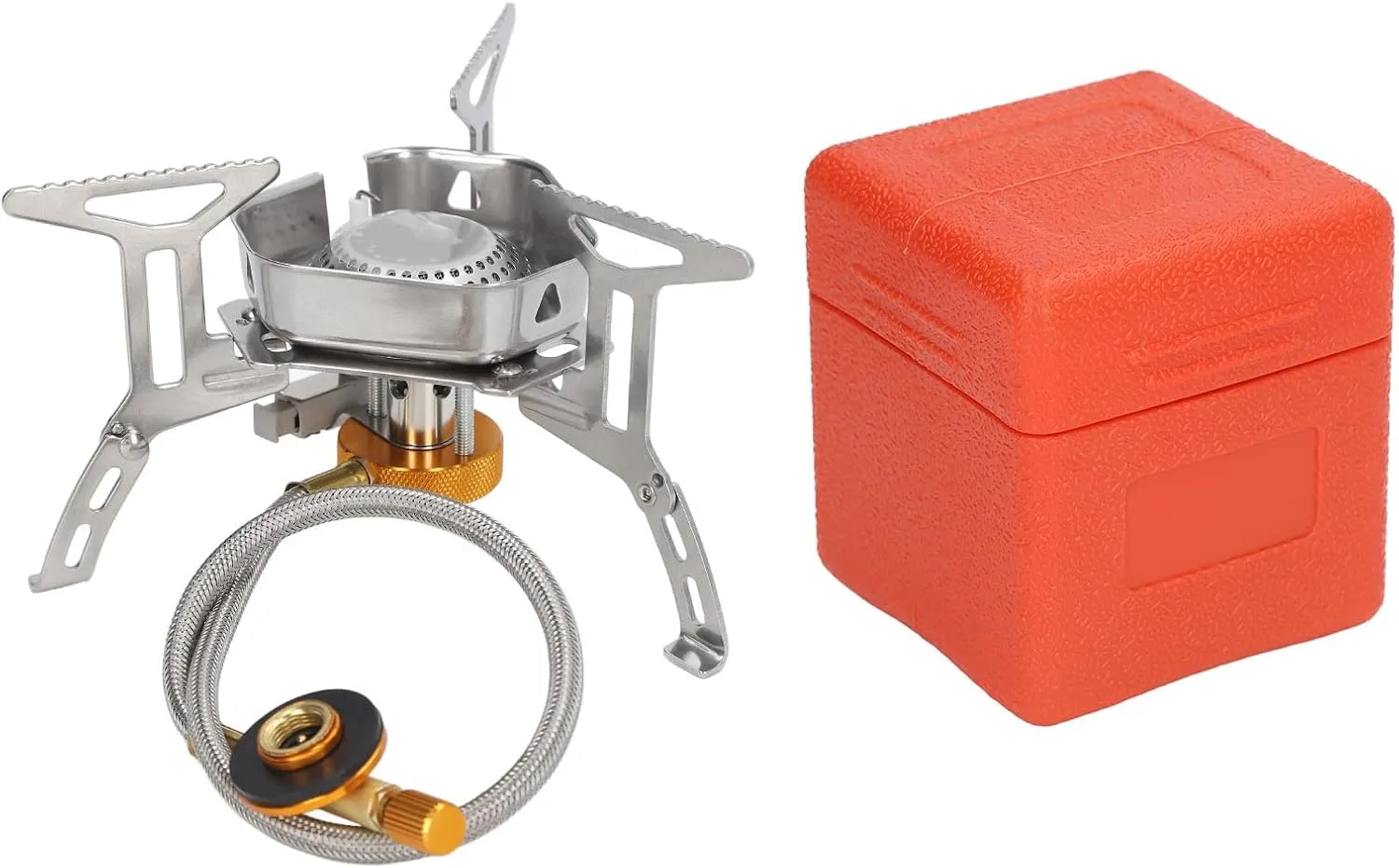 Camping Gas Stove 3900W, Windproof Gas Cooking Burner with Piezo Ignition, Foldable High Temperature Resistant Camping Stove, Portable Outdoor Backpacking Stove for Outdoor Hiking Cooking