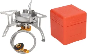 Camping Gas Stove 3900W, Windproof Gas Cooking Burner with Piezo Ignition, Foldable High Temperature Resistant Camping Stove, Portable Outdoor Backpacking Stove for Outdoor Hiking Cooking