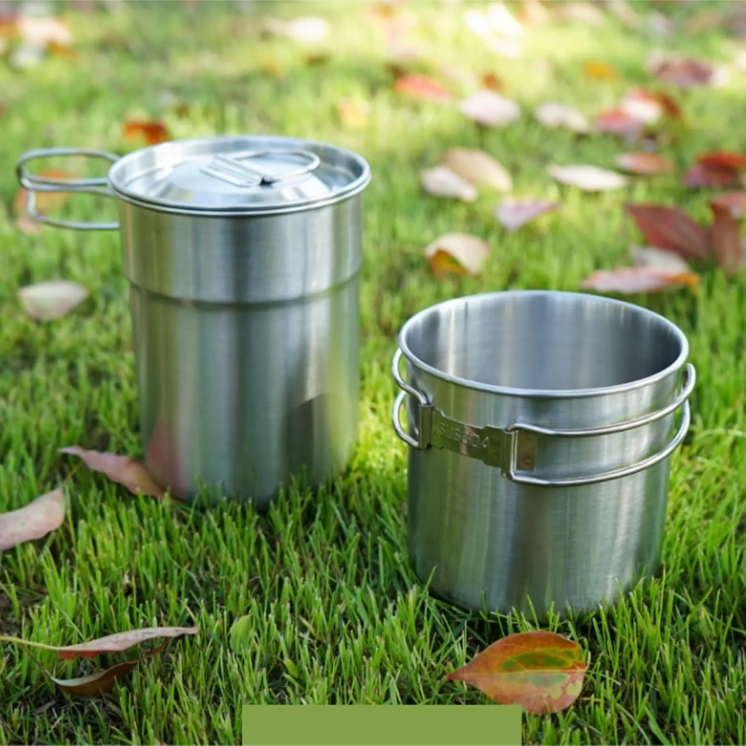 Camping Kitchen Utensil Outdoor 304 Stainless Steel Pot Set Foldable Mountain Climbing Travel Portable Camping Pot for Outdoor Cooking