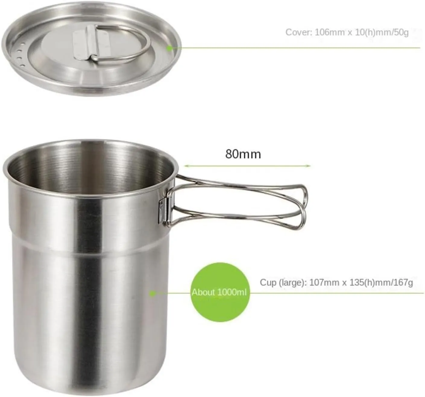 Camping Kitchen Utensil Outdoor 304 Stainless Steel Pot Set Foldable Mountain Climbing Travel Portable Camping Pot for Outdoor Cooking