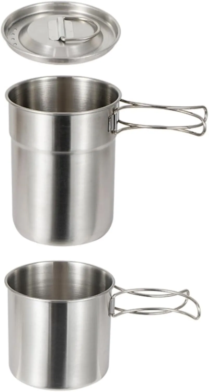 Camping Kitchen Utensil Outdoor 304 Stainless Steel Pot Set Foldable Mountain Climbing Travel Portable Camping Pot for Outdoor Cooking