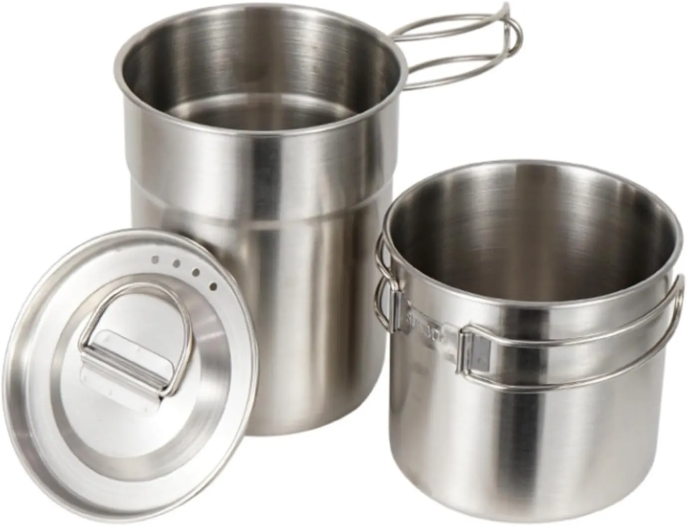 Camping Kitchen Utensil Outdoor 304 Stainless Steel Pot Set Foldable Mountain Climbing Travel Portable Camping Pot for Outdoor Cooking