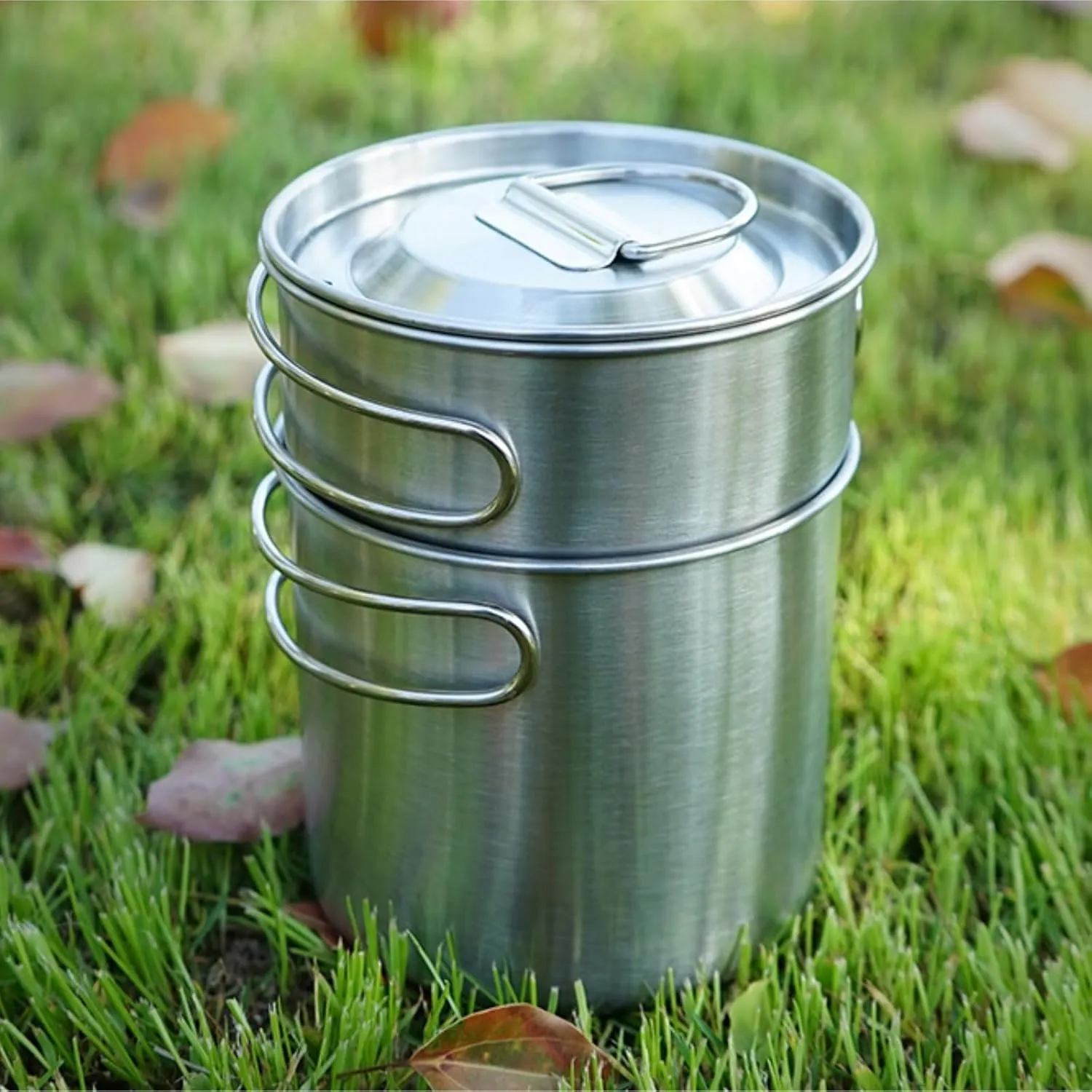 Camping Kitchen Utensil Outdoor 304 Stainless Steel Pot Set Foldable Mountain Climbing Travel Portable Camping Pot for Outdoor Cooking