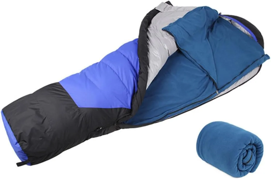 Camping Sleeping Bag for Cool Weather Ultra Lightweight Fleece Blue 180x75cm Storage Bag