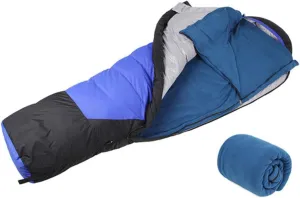 Camping Sleeping Bag for Cool Weather Ultra Lightweight Fleece Blue 180x75cm Storage Bag