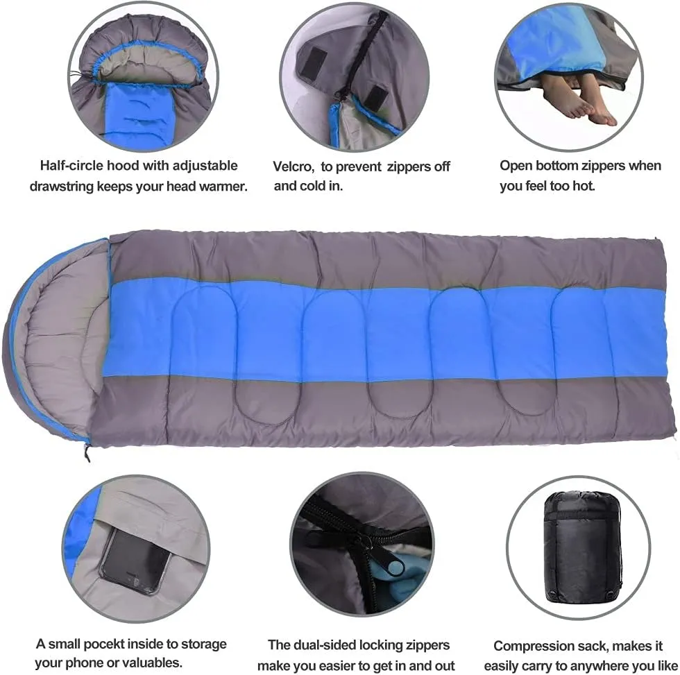 Camping Sleeping Bag, Lightweight 4 Season Warm & Cold Envelope Backpacking Sleeping Bag for Outdoor Traveling Hiking