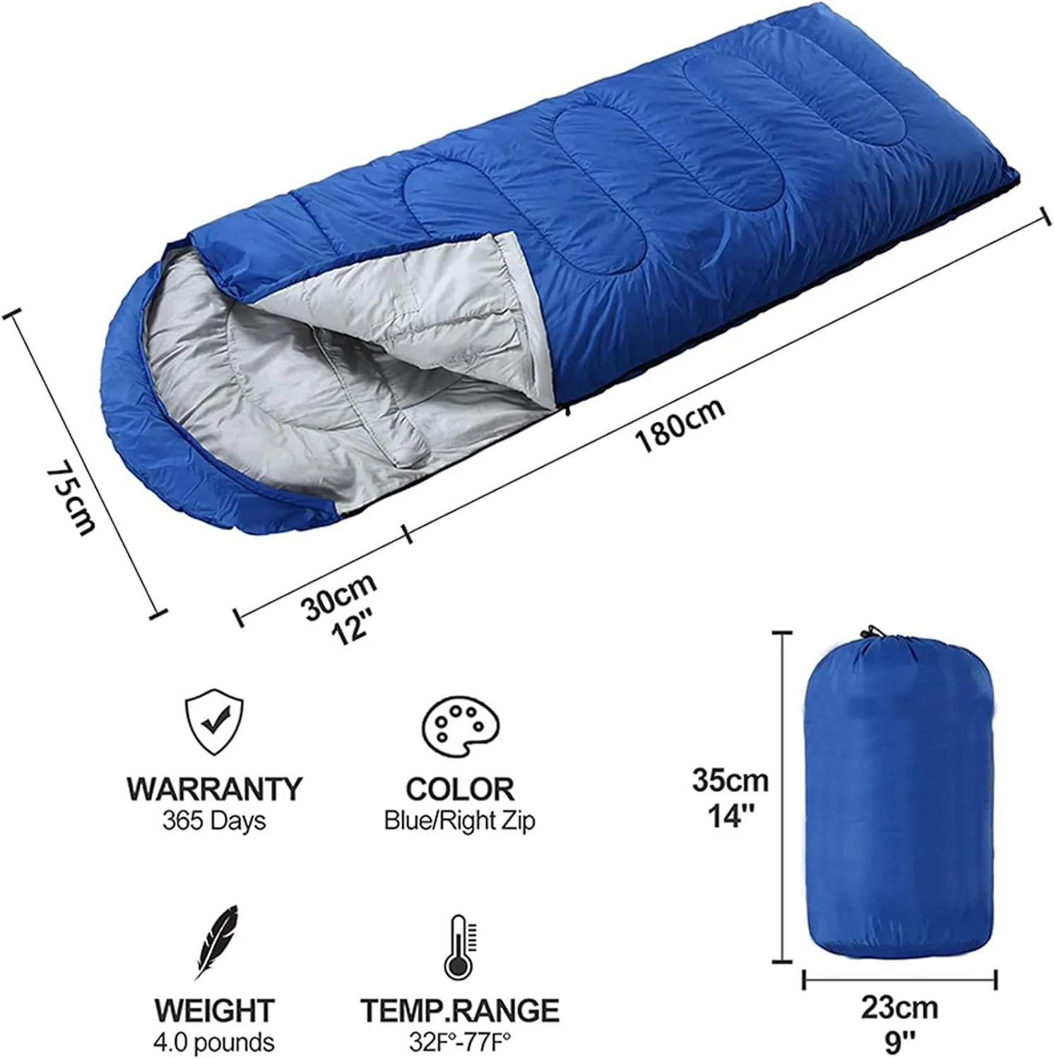 Camping Sleeping Bag,Sleeping Bag Ultralight Camping Waterproof Sleeping Bags Thickened Winter Warm Sleeping Bag Adult Outdoor Camping Sleeping Bags ( Color : Camouflage , Size : 180*30*75cm )