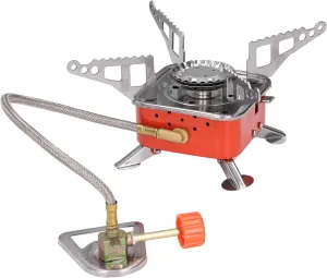 Camping Stove, Foldable Backpacking Stove, Stainless Steel and Aluminum Alloy Camp Stove with Tripod Bottom, Portable Camping Gas Stove, Perfect for Camping, Hiking, Mountaineering(Square tube)