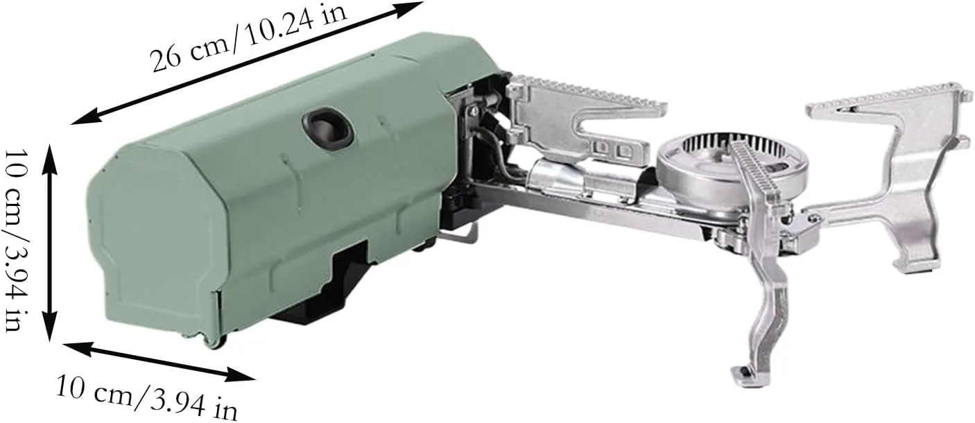 Camping Stove, Foldable Portable Stove Burner, Windproof Cooking Kitchen Accessories with Carrying Bag for Indoor, Travel, Hiking, 10.24x3.94x3.94 inches, Green and Beige