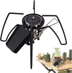 Camping Stove, Portable Foldable Cassette Camp Stove, Wild Barbecue Stove, High-Heat Camping Burner, Mini Propane Stove Backpacking Folding Gas Stove, Ideal for Camping, Hiking, Fishing Adventures