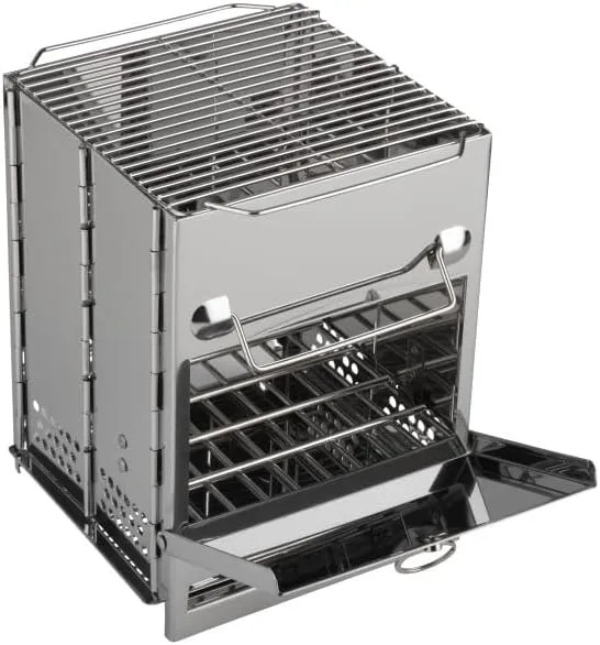 Camping Stove - Stainless-Steel Wood Burning Rocket Stove - Portable Grill for Beach, Picnic, Camp or Backpacking - Bushcraft Gear by Wakeman Outdoors