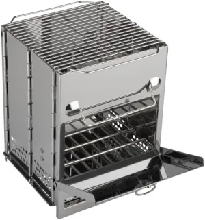 Camping Stove - Stainless-Steel Wood Burning Rocket Stove - Portable Grill for Beach, Picnic, Camp or Backpacking - Bushcraft Gear by Wakeman Outdoors